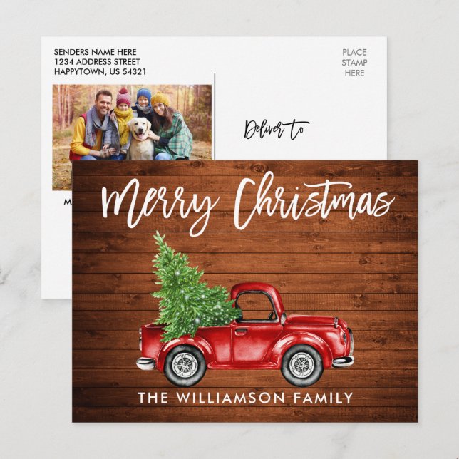 Träpenselskript Lastbil julFOTO BAK Vykort (Fram/baksida)