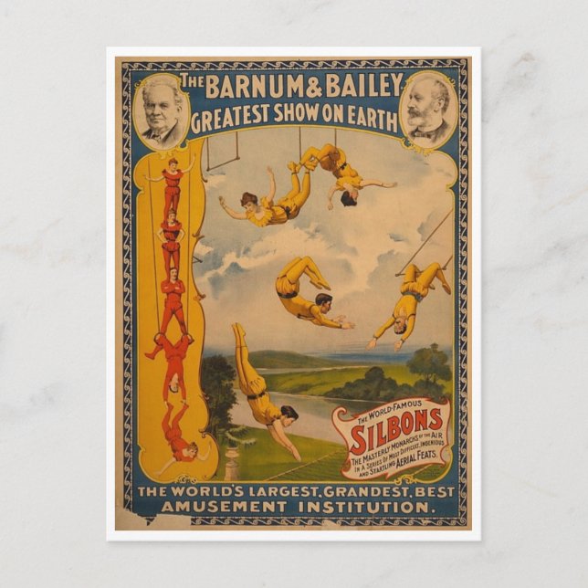 Trapeze artists Barnum & Bailey 1896 Vykort (Framsida)