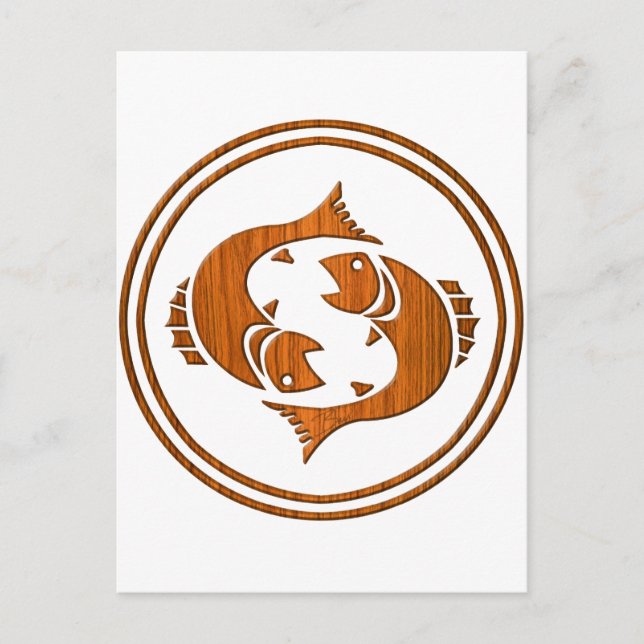 Träpisces Zodiac fiskastrologitecken Vykort (Framsida)