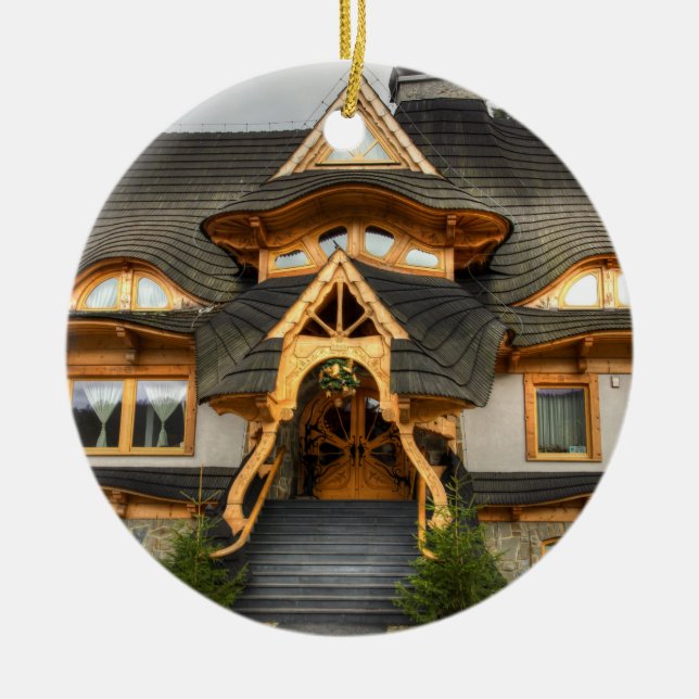 Träpolskt hus i Zakopane Julgransprydnad Keramik (Framsidan)