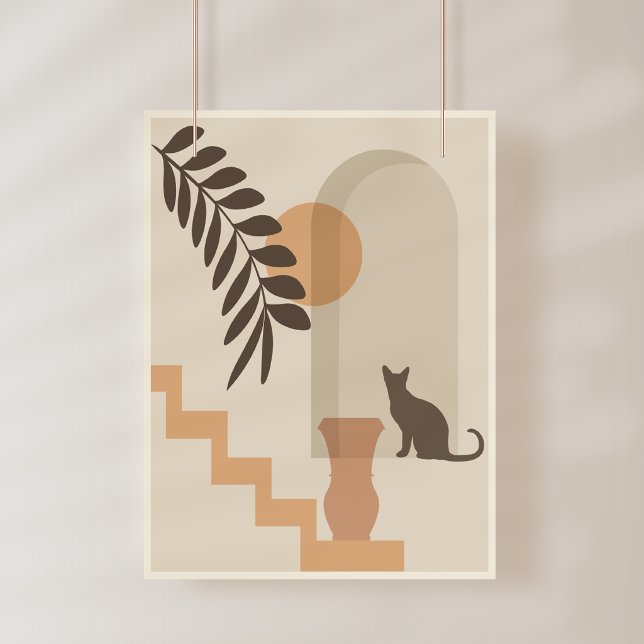 Trappa Blad Vas Katt, Boho Abstrakt Geometrisk Kon Fototryck (Skapare uppladdad)