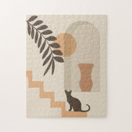 Trappa Blad Vas Katt, Boho Abstrakt Geometrisk Kon Pussel