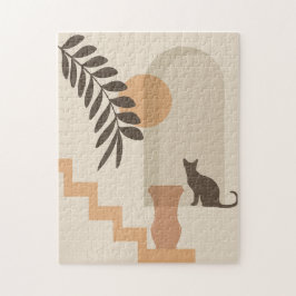 Trappa Blad Vas Katt, Boho Abstrakt Geometrisk Kon Pussel
