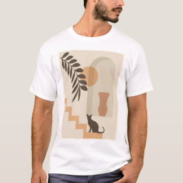 Trappa Blad Vas Katt, Boho Abstrakt Geometrisk Kon T Shirt