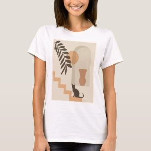 Trappa Blad Vas Katt, Boho Abstrakt Geometrisk Kon T Shirt
