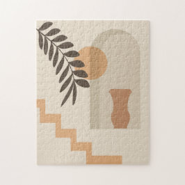 Trappa Blad Vas Sol, Boho Abstrakt Geometrisk Kons Pussel