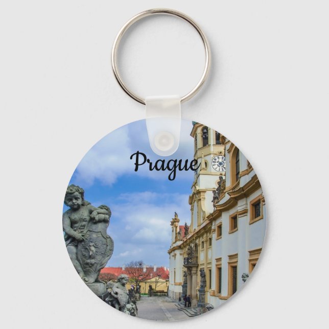 Trappa med stenänglar vid Loreto Prag-kyrkan Nyckelring (Framsida)