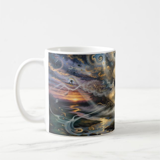 Trappa till himmel dröm skog fantasy-mugg kaffemugg (Vänster)