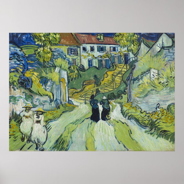 Trappa vid Auvers Landskaps Konst av Van Gogh Poster (Framsidan)