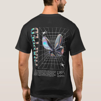 TRAPPED – Futuristic Butterfly Y2K Grid Art T Shirt