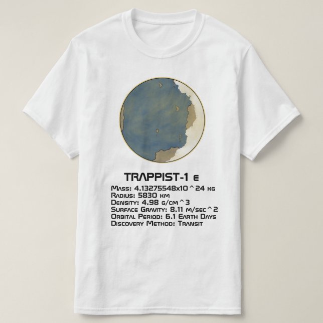 TRAPPIST-1 e Tekniska data T Shirt (Design framsida)