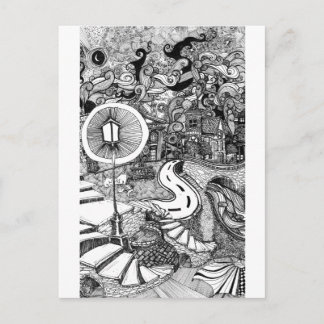Trappor under Lamplight-pennan och bläck illustrat Vykort