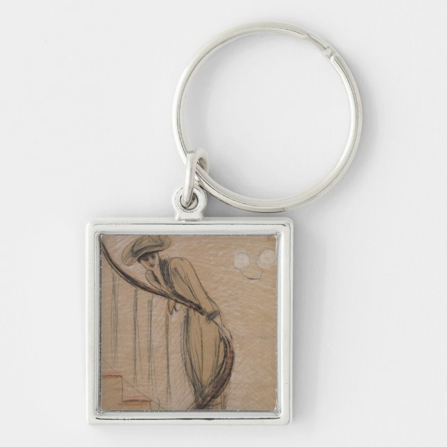 Trappuppgången Fyrkantig Silverfärgad Nyckelring (Framsidan)