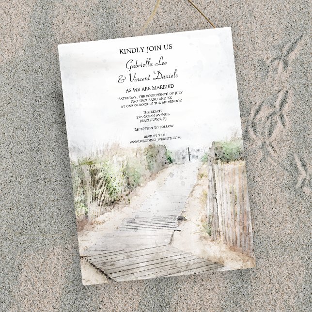 Träpromenad till Beach Wedding Inbjudningar (Skapare uppladdad)