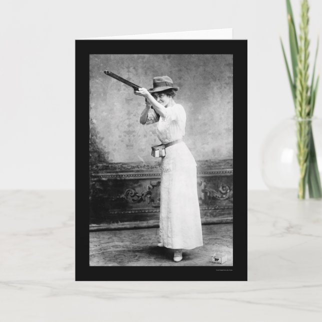 Trapskytte Woman med Pistol 1914 Kort (Framsida)