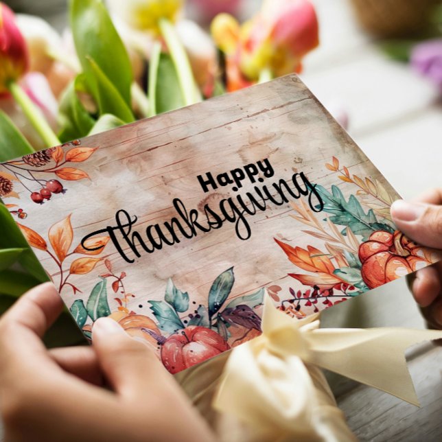 Träpumpor och blad Glad tacksägelse Julkort (Skapare uppladdad)