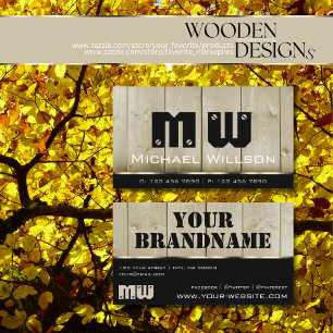 Trärådor Light Brown Wood Grain look Monogram Visitkort