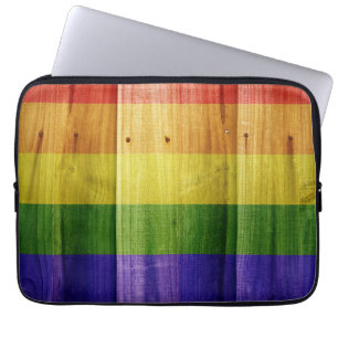 Träregnbågsstolthetflagga Laptop Fodral