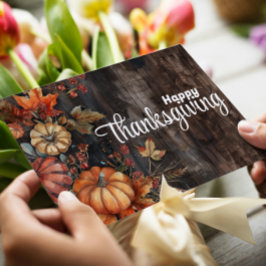 Trärpumpor och Löv Happy thanksgiving Julkort