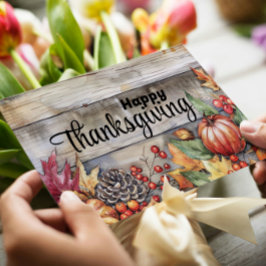 Trärpumpor och Löv Happy thanksgiving Julkort