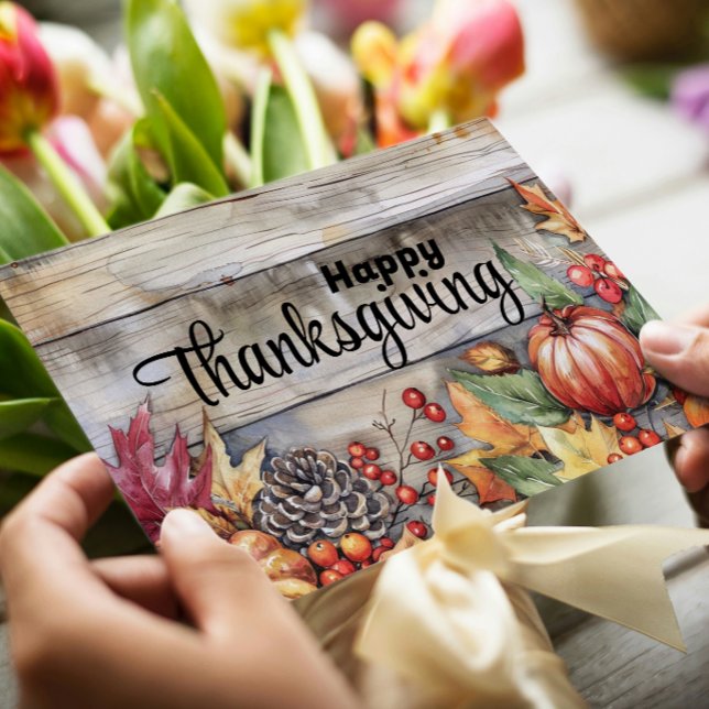 Trärpumpor och Löv Happy thanksgiving Julkort (Skapare uppladdad)