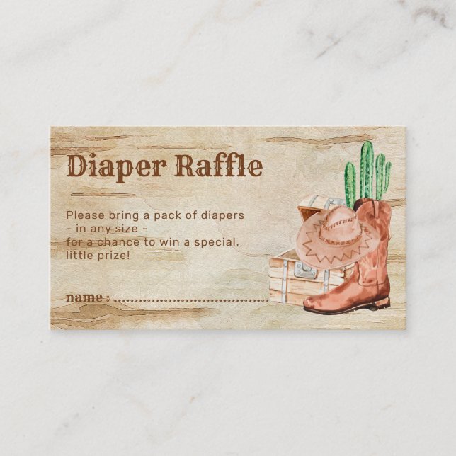 Trärtskon Cactus Cowboy Diaper Raffle Tilläggskort (Framsida)