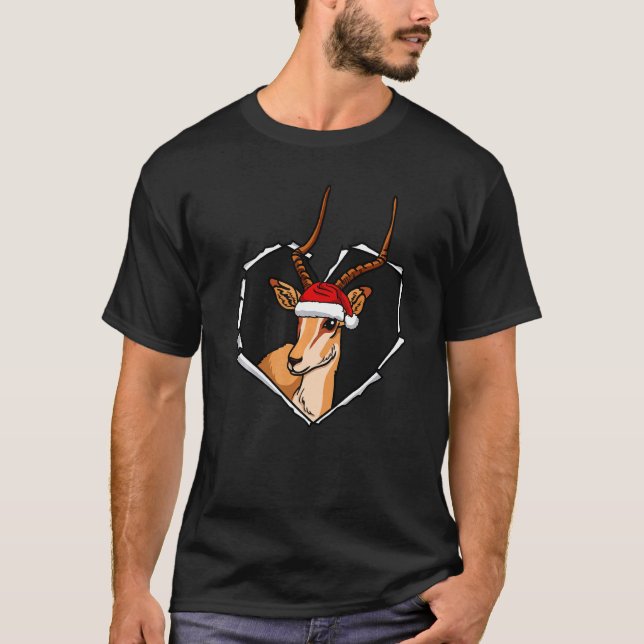Trasa Antelope Ansikte med julhögen Hål H T Shirt (Framsida)