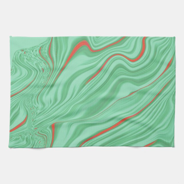 Trasa i kurvor med ljusmint grönt toner kökshandduk (Horisontell)