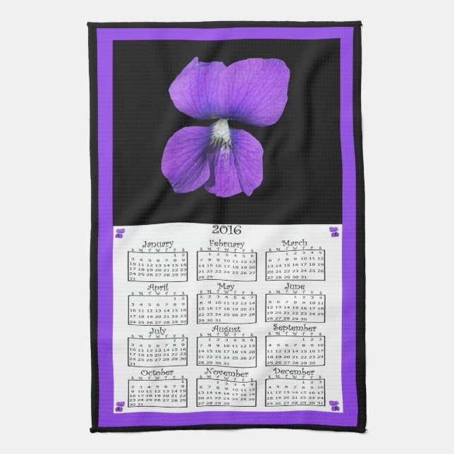 Trasakalender för 2016 Violets Kökshandduk (Vertikal)