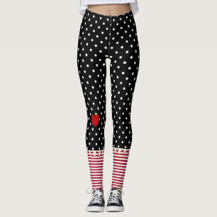 Trasdockapolka dots, randar och hjärtor leggings