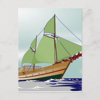 Träsegelbåt Vykort