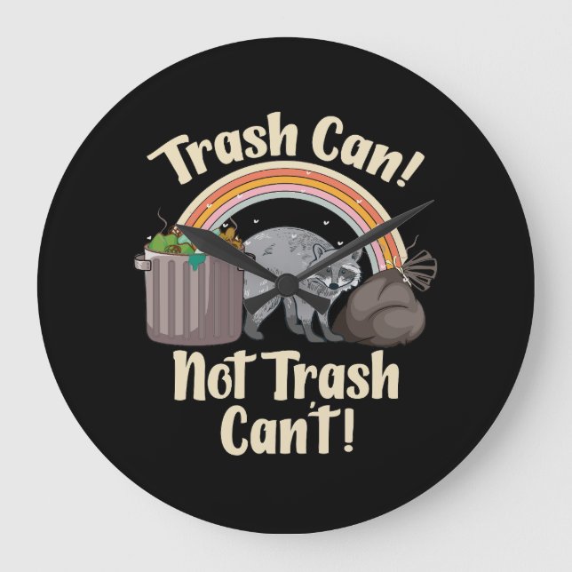 trash can not trash can't cute raccoon meme stor klocka (Framsida)