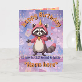 Trash Panda - Birthday Card - customizable name Kort