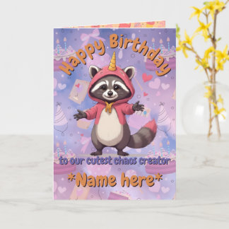 Trash Panda - Birthday Card - customizable name Kort