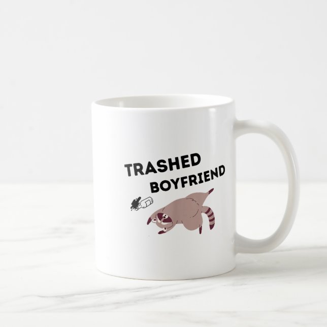 Trashed Boyfriend, Funny Trashed Panda Couples Pre Kaffemugg (Höger)