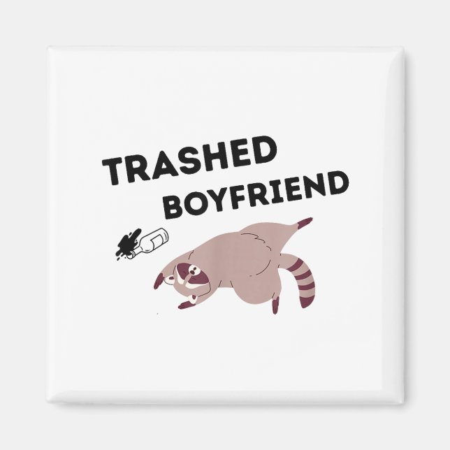 Trashed Boyfriend, Funny Trashed Panda Couples Pre Magnet (Framsidan)