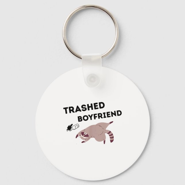 Trashed Boyfriend, Funny Trashed Panda Couples Pre Nyckelring (Framsida)