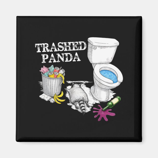 Trashed Panda Drunk Racoon Party Animal Meme Funny Magnet (Framsidan)