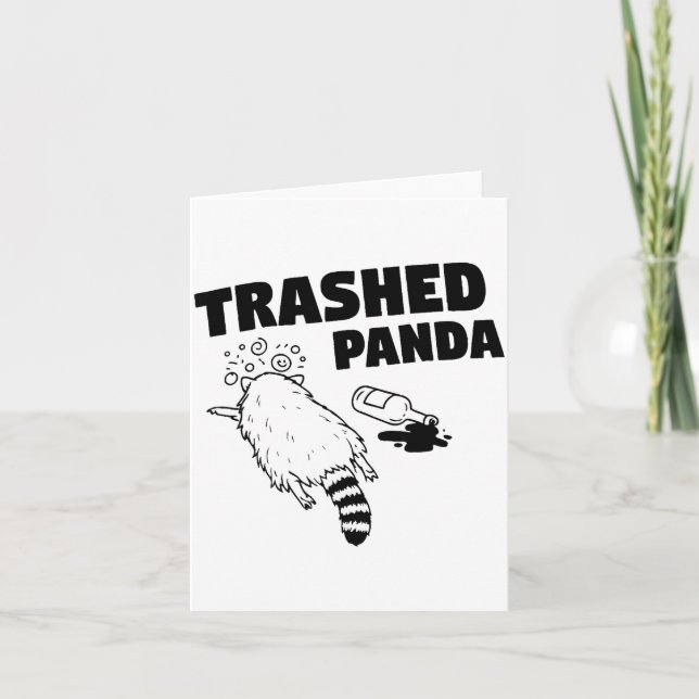Trashed Panda, Funny Drunk Raccoon, Funny Trash Pa Kort (Framsida)