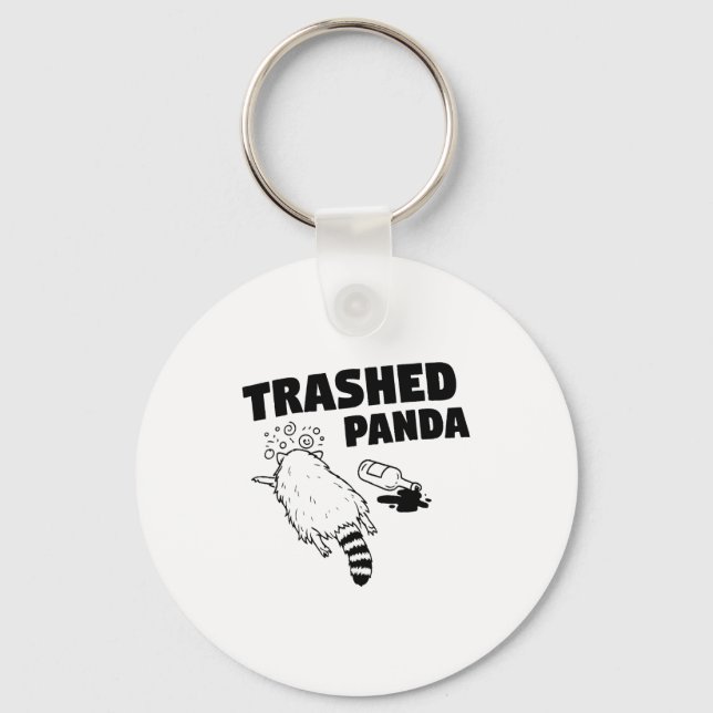 Trashed Panda, Funny Drunk Raccoon, Funny Trash Pa Nyckelring (Framsida)