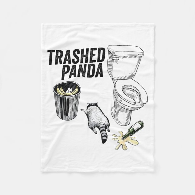 Trashed Panda, Funny Drunk Raccoon, Trash Panda Hu Fleecefilt (Framsidan)