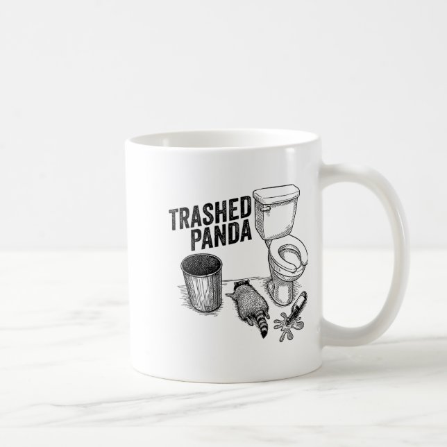 Trashed Panda, Funny Drunk Raccoon, Trash Panda Hu Kaffemugg (Höger)