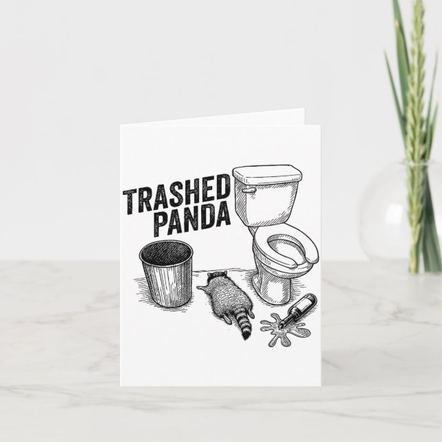 Trashed Panda, Funny Drunk Raccoon, Trash Panda Hu Kort (Framsida)