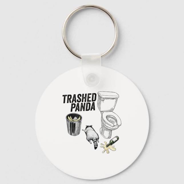 Trashed Panda, Funny Drunk Raccoon, Trash Panda Hu Nyckelring (Framsida)