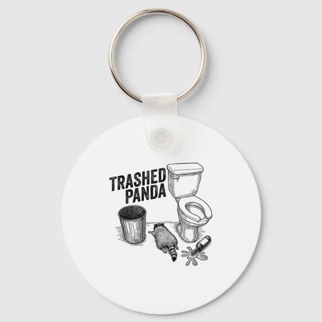 Trashed Panda, Funny Drunk Raccoon, Trash Panda Hu Nyckelring (Framsida)