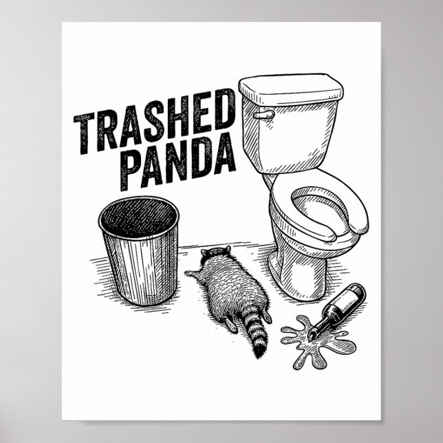 Trashed Panda, Funny Drunk Raccoon, Trash Panda Hu Poster (Framsidan)