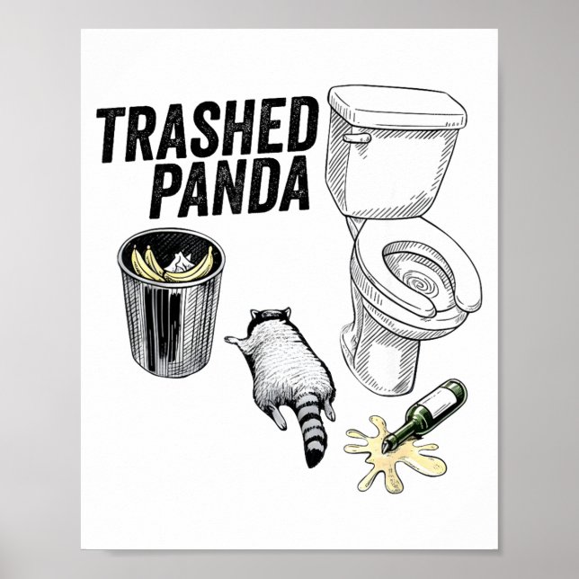 Trashed Panda, Funny Drunk Raccoon, Trash Panda Hu Poster (Framsidan)