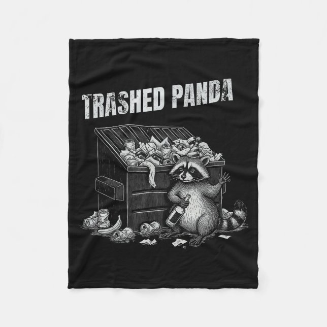Trashed Panda Funny Drunk Racoon Cool Animals Grap Fleecefilt (Framsidan)