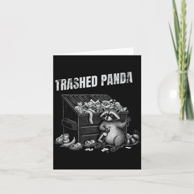 Trashed Panda Funny Drunk Racoon Cool Animals Grap Kort (Framsida)