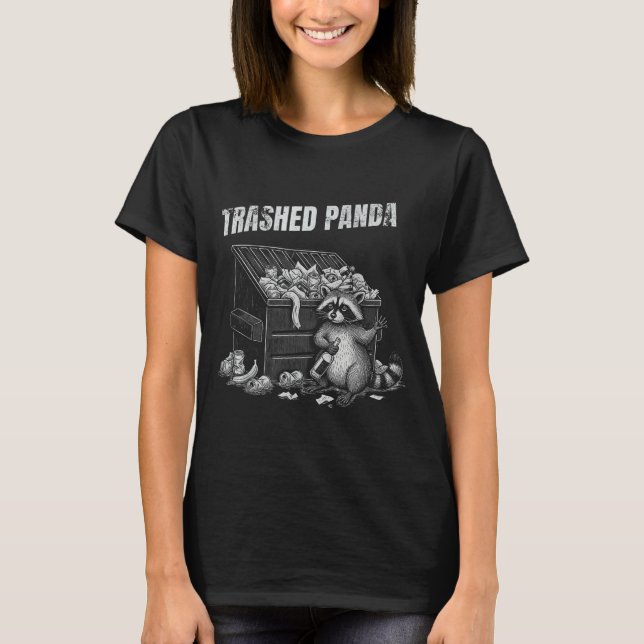 Trashed Panda Funny Drunk Racoon Cool Animals Grap T Shirt (Framsida)